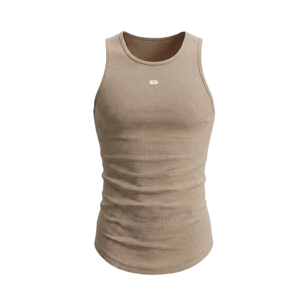 Gymbrat Men Rib Beige Tank