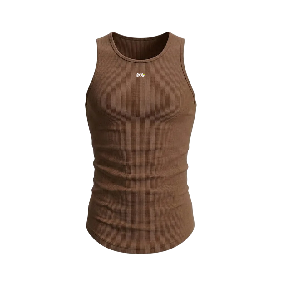 Gymbrat Men Rib Brown Tank