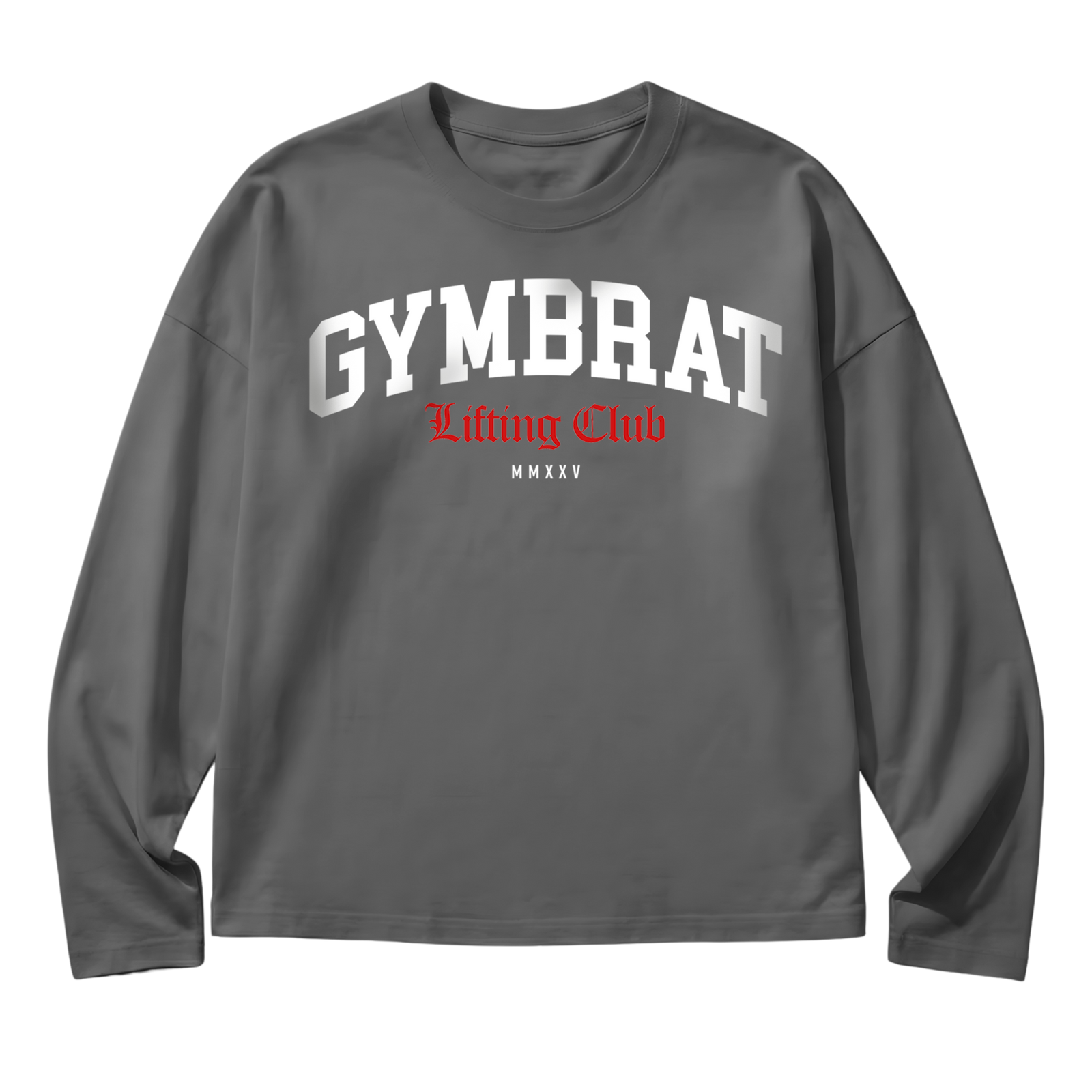 Gymbrat Athleisure Lifting Club Gray Oversized Long Sleeve T-Shirt