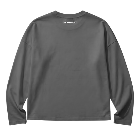 Gymbrat Athleisure Lifting Club Gray Oversized Long Sleeve T-Shirt