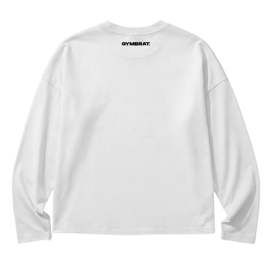Gymbrat Athleisure Lifting Club White Oversized Long Sleeve T-Shirt