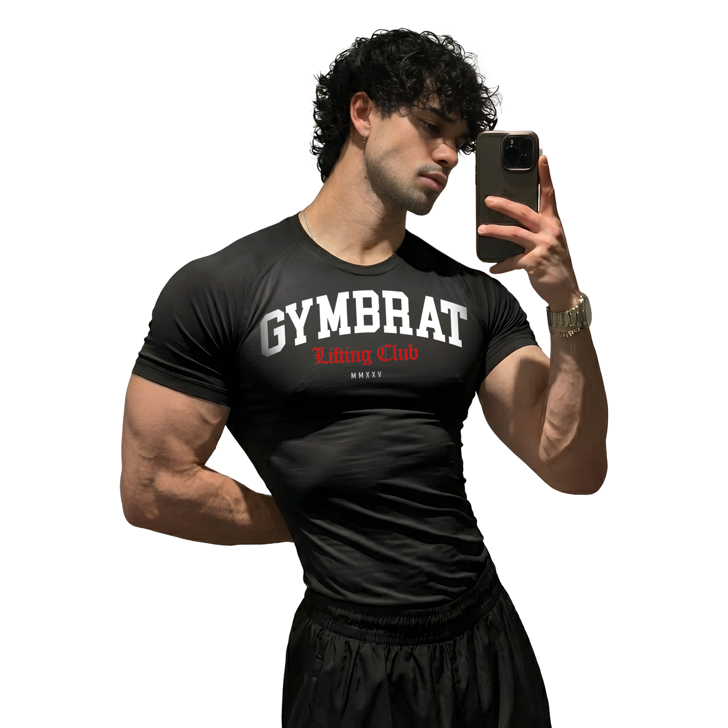 Gymbrat Athleisure Lifting Club Black Compression T-Shirt