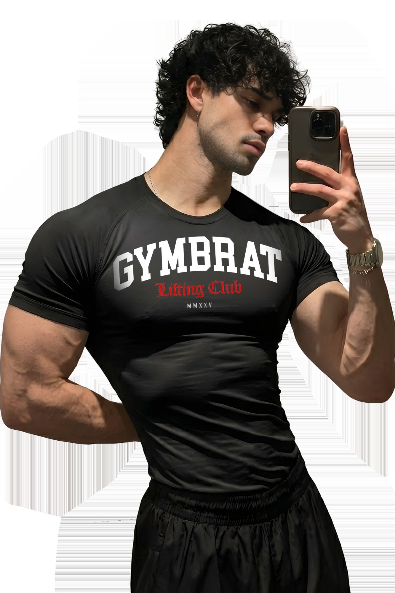 Gymbrat Athleisure Lifting Club Black Compression T-Shirt
