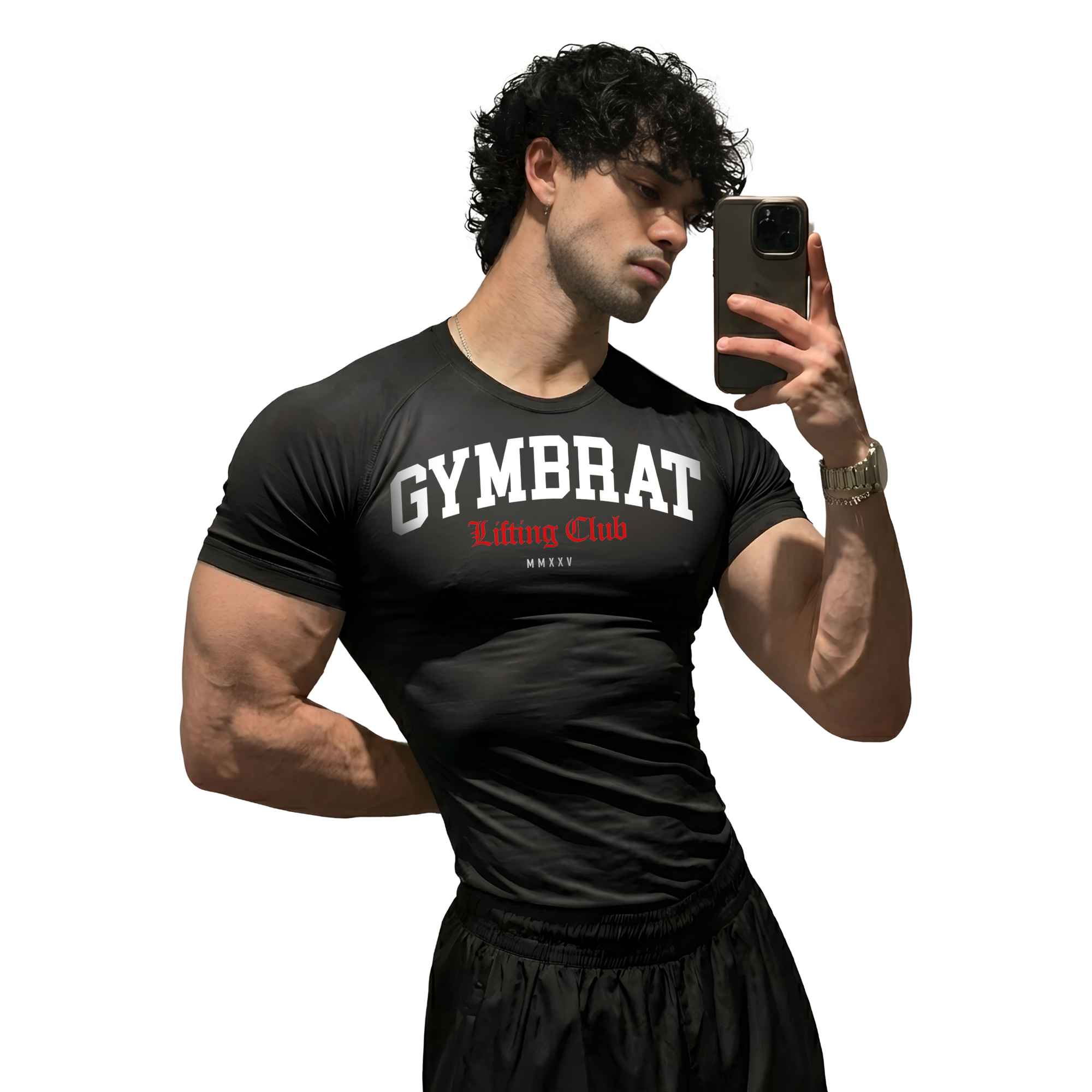 Gymbrat Athleisure Lifting Club Black Compression T-Shirt