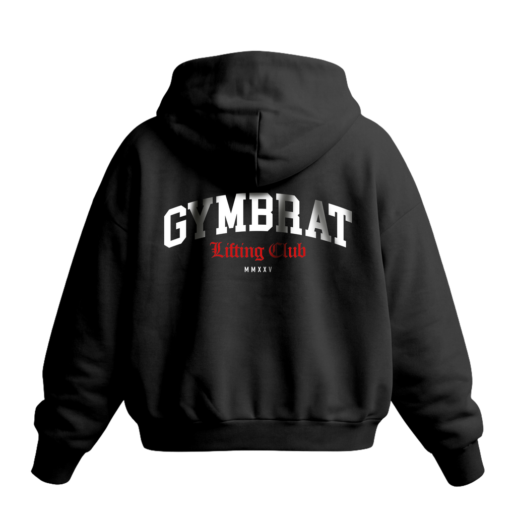 Gymbrat Athleisure Lifting Club Back Black Oversized Zipper Hoodie