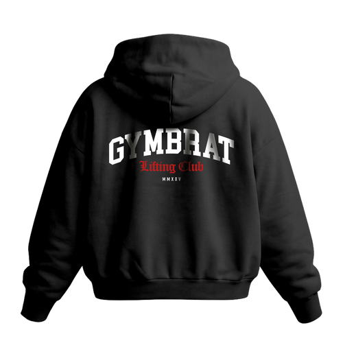 Gymbrat Athleisure Lifting Club Back Black Oversized Zipper Hoodie