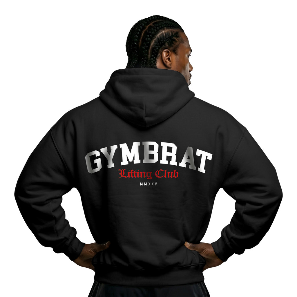 Gymbrat Athleisure Lifting Club Back Black Oversized Zipper Hoodie