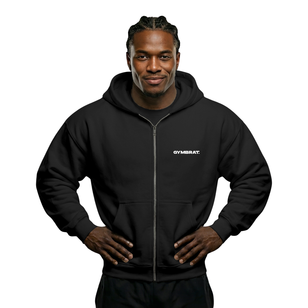 Gymbrat Athleisure Lifting Club Back Black Oversized Zipper Hoodie