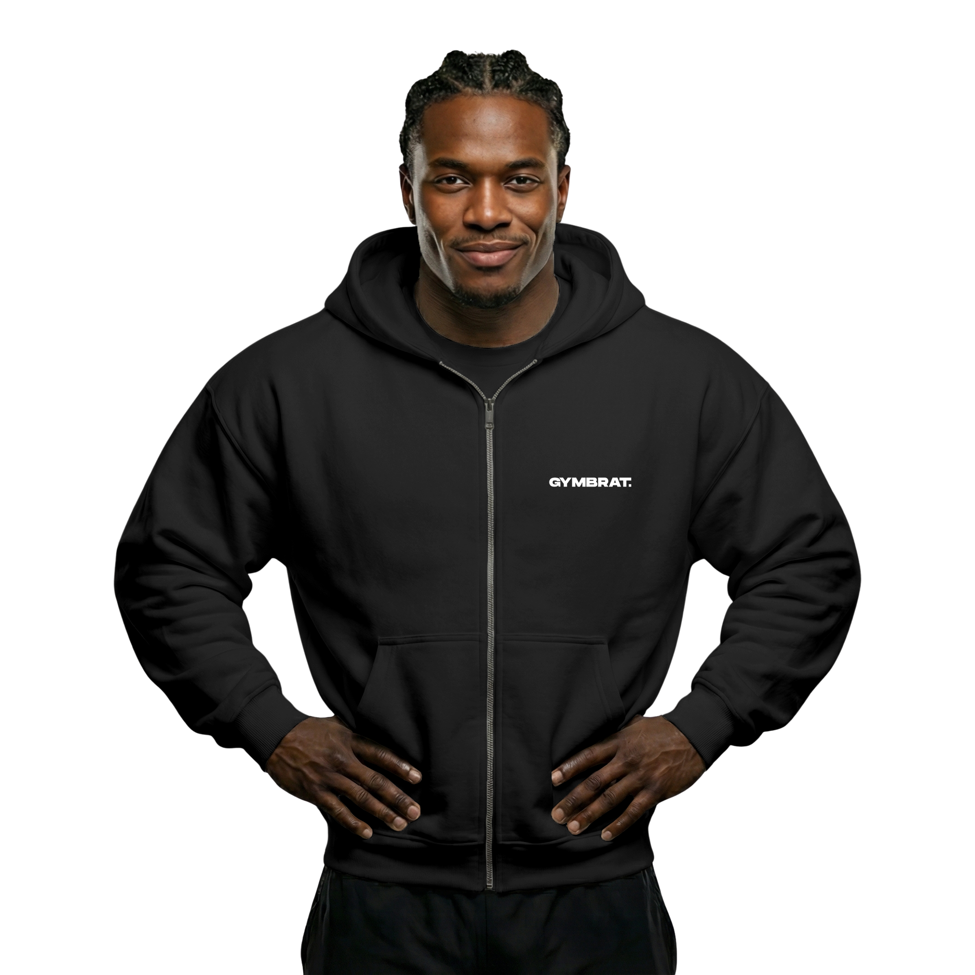 Gymbrat Athleisure Lifting Club Back Black Oversized Zipper Hoodie