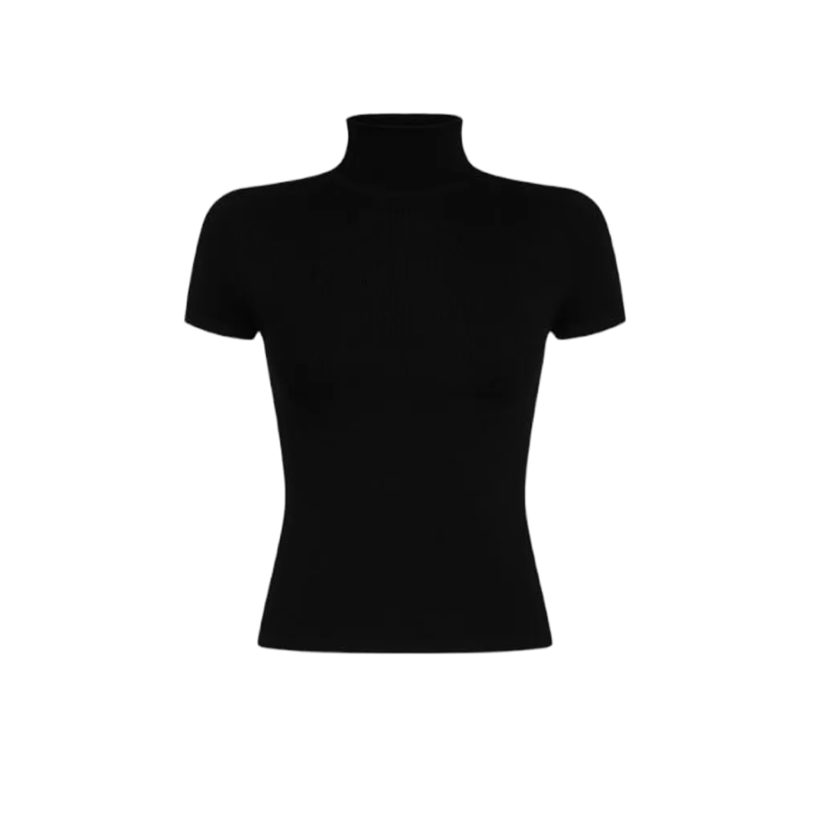 Gymbrat Sculpt Basic Ribbed Mock Neck Black Tee