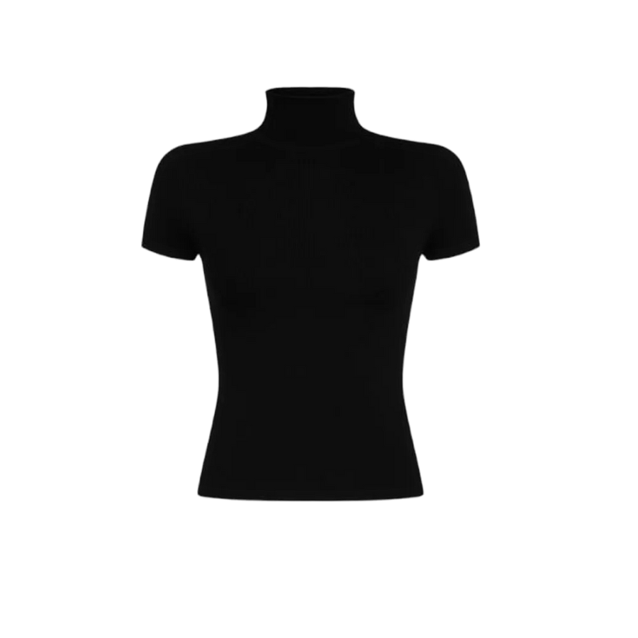 Gymbrat Sculpt Basic Ribbed Mock Neck Black Tee