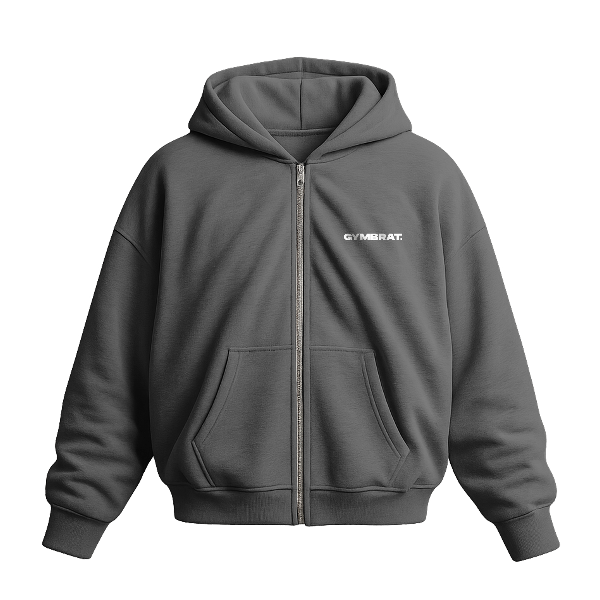 Gymbrat Athleisure Lifting Club Back Gray Oversized Zipper Hoodie