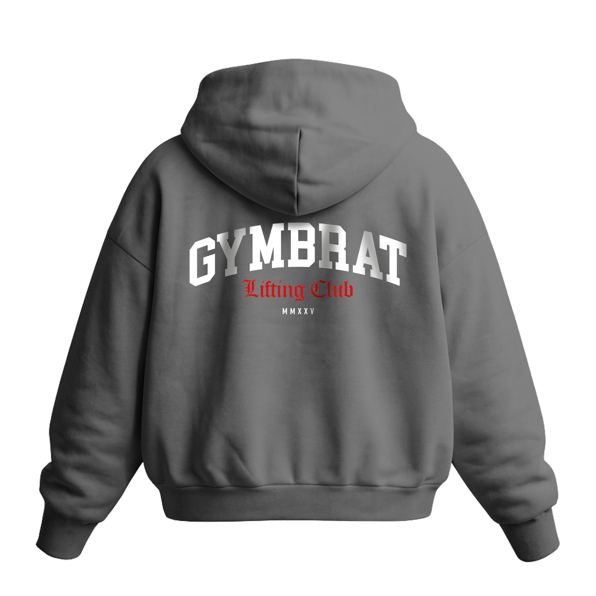 Gymbrat Athleisure Lifting Club Back Gray Oversized Zipper Hoodie