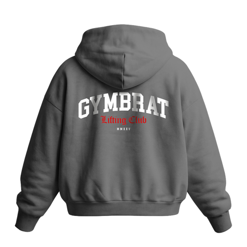 Gymbrat Athleisure Lifting Club Back Gray Oversized Zipper Hoodie