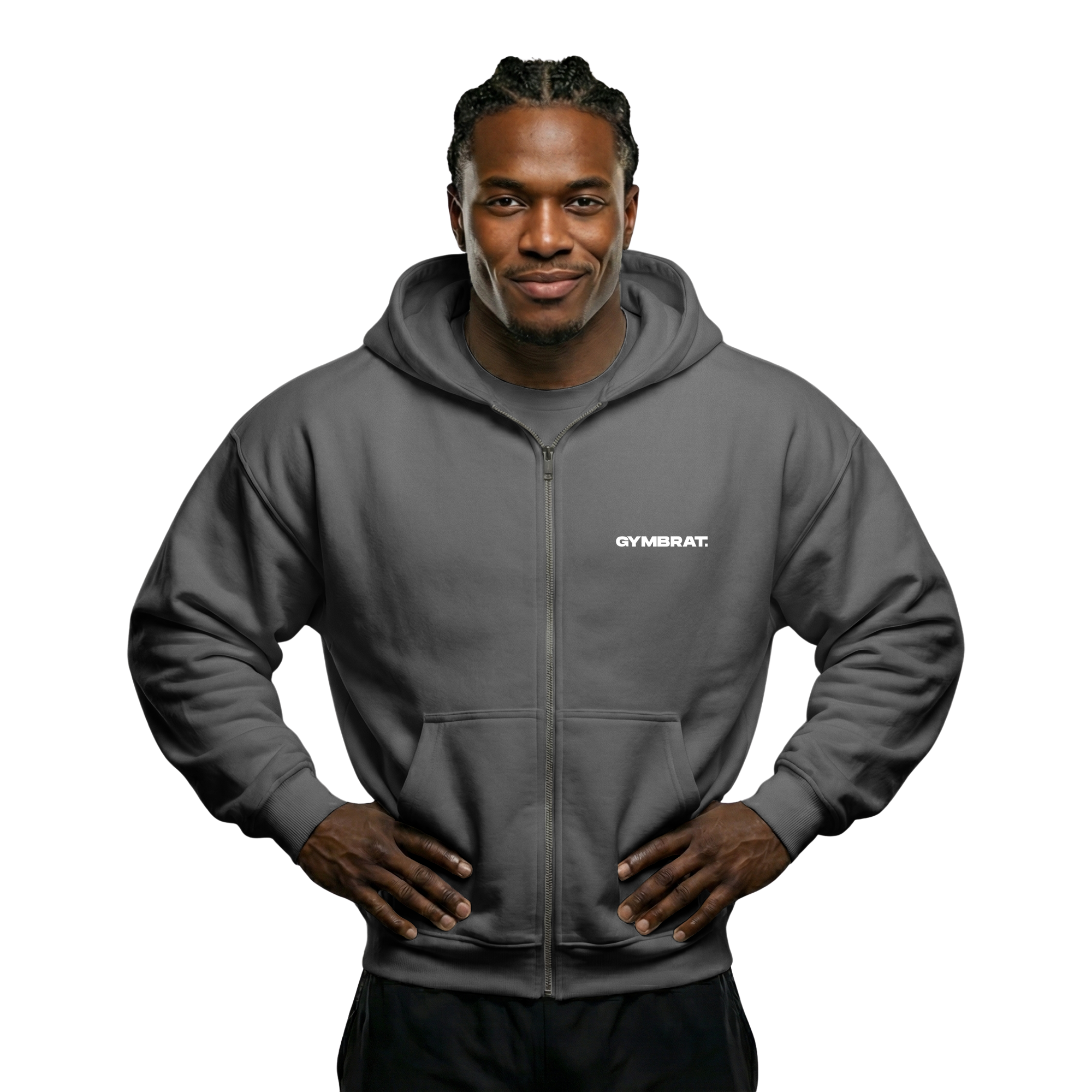 Gymbrat Athleisure Lifting Club Back Gray Oversized Zipper Hoodie