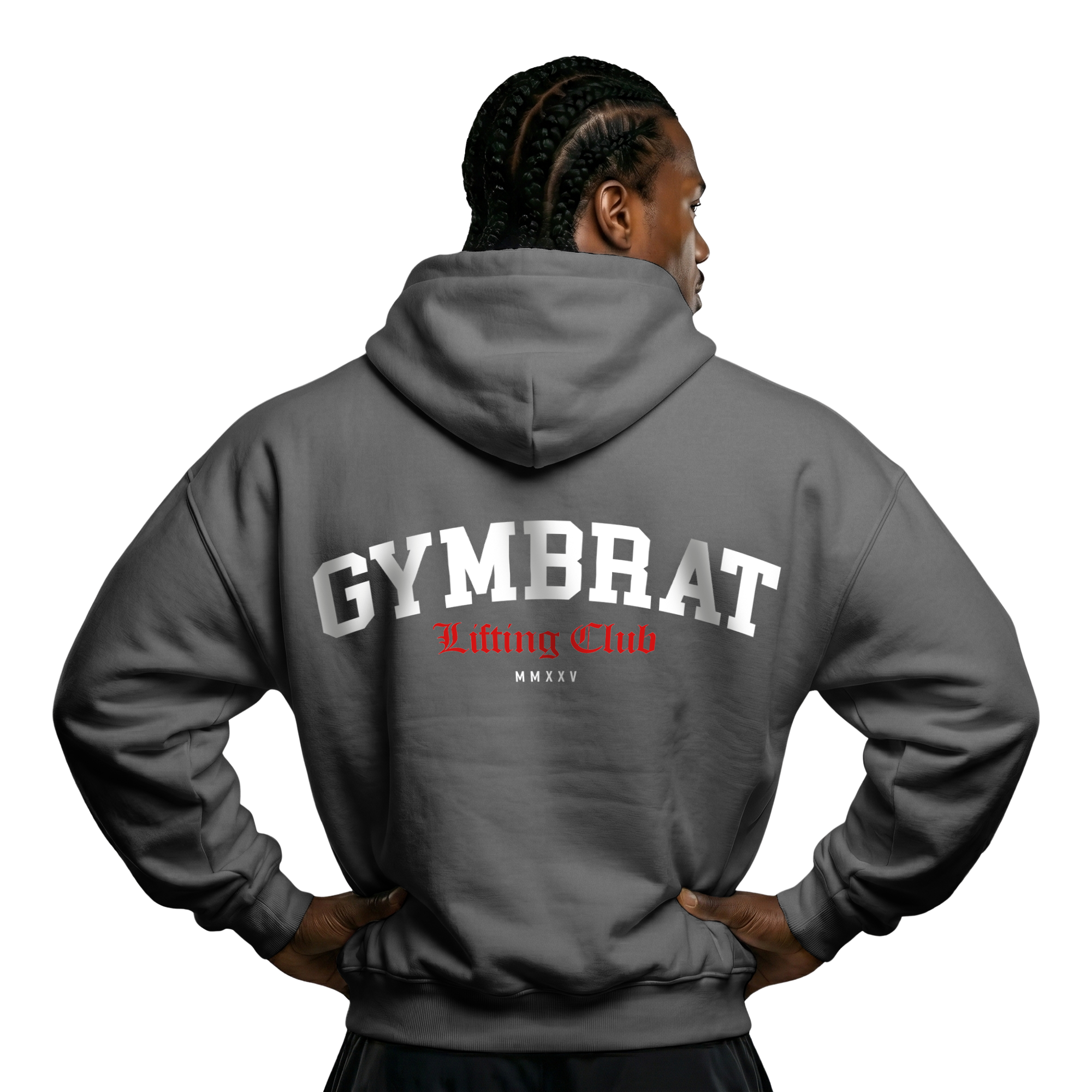Gymbrat Athleisure Lifting Club Back Gray Oversized Zipper Hoodie
