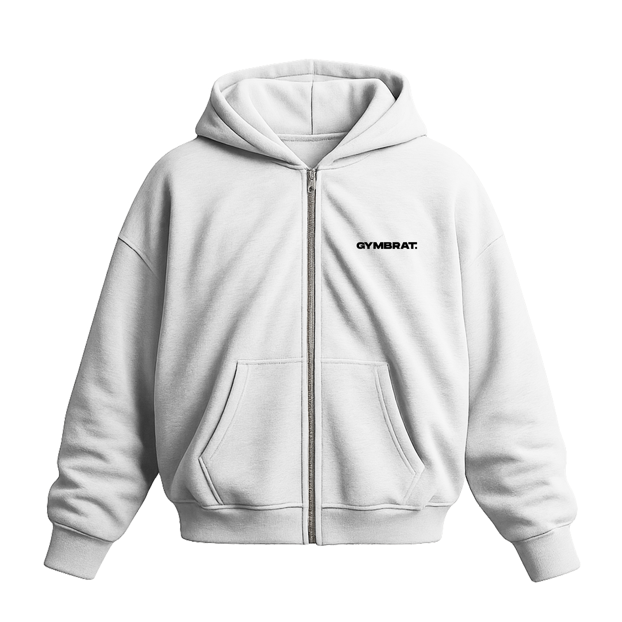 Gymbrat Athleisure Lifting Club Back White Oversized Zipper Hoodie