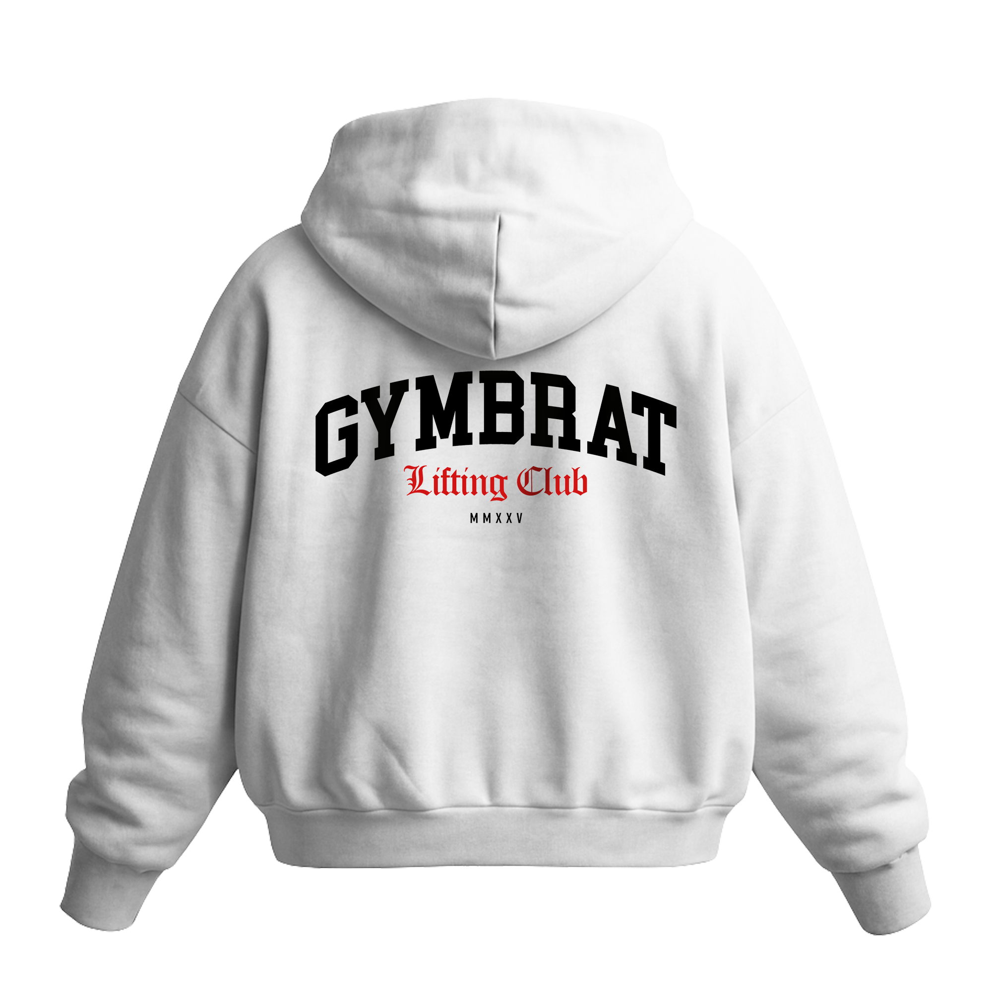 Gymbrat Athleisure Lifting Club Back White Oversized Zipper Hoodie