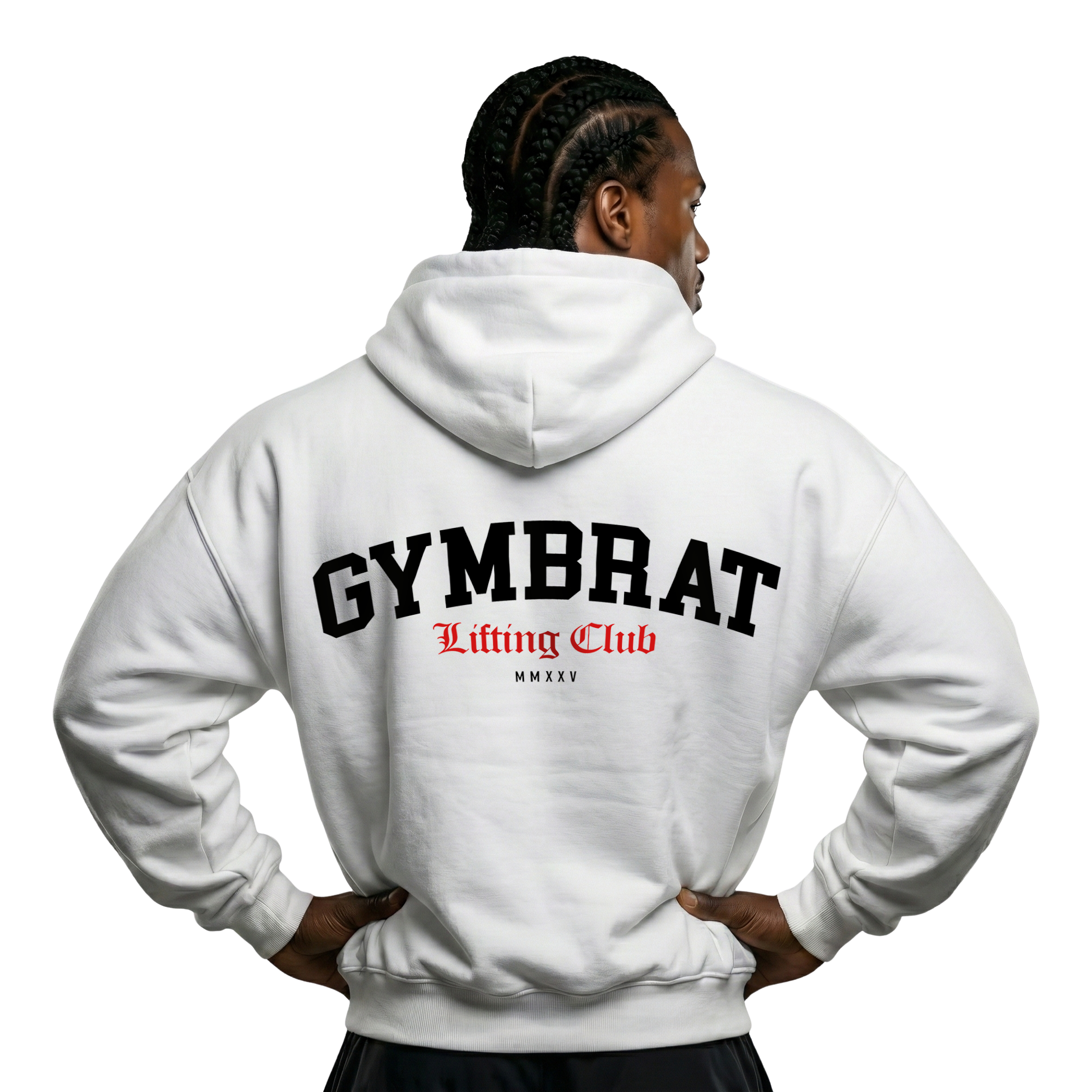 Gymbrat Athleisure Lifting Club Back White Oversized Zipper Hoodie