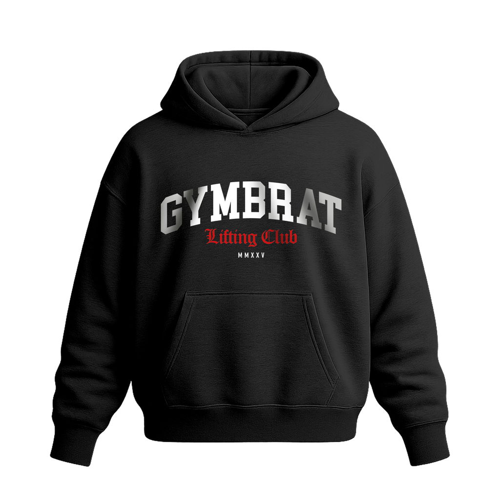 Gymbrat Athleisure Lifting Club Front Black Oversized Hoodie