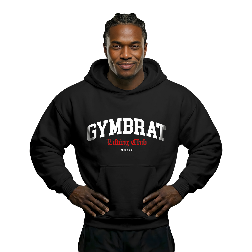 Gymbrat Athleisure Lifting Club Front Black Oversized Hoodie