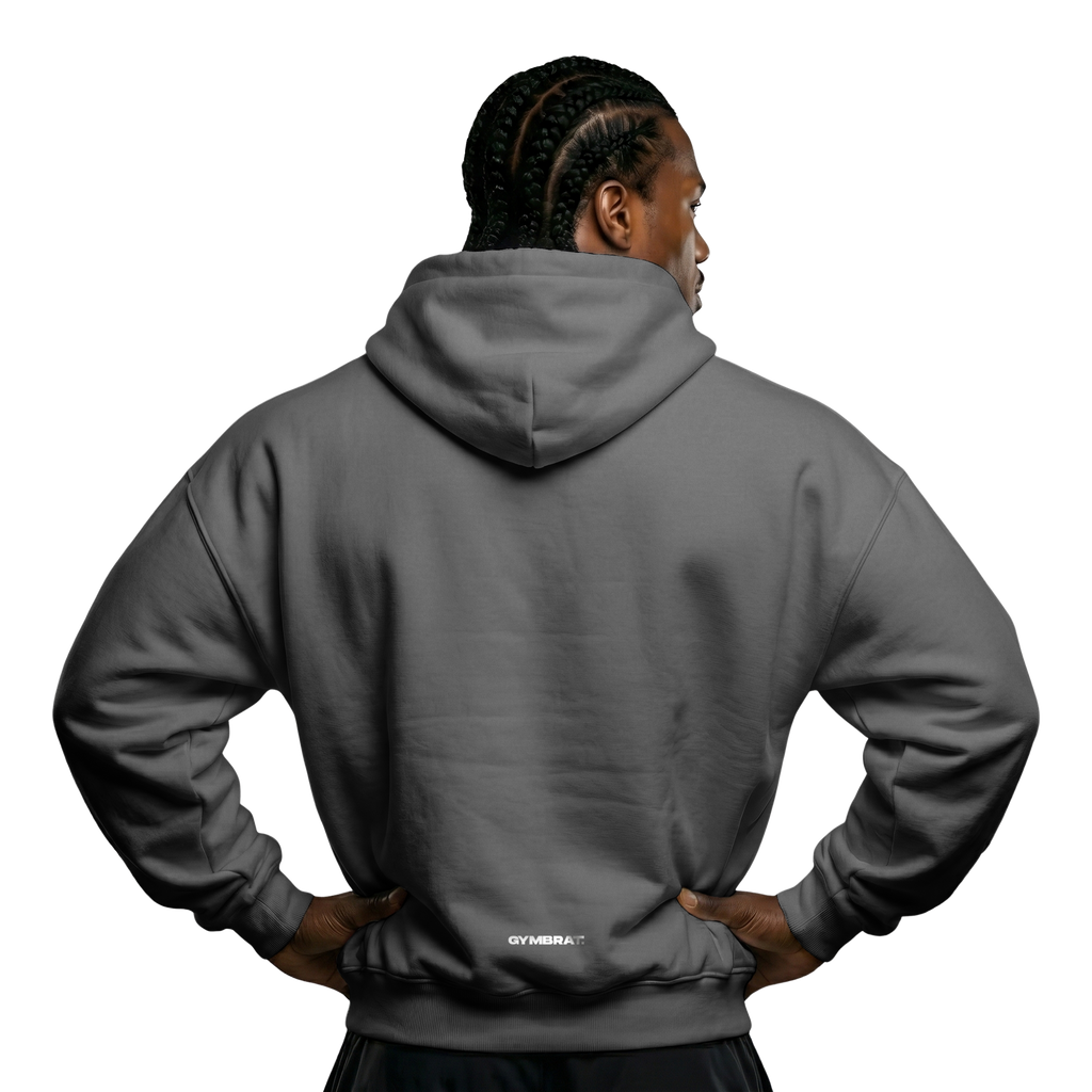 Gymbrat Athleisure Lifting Club Front Gray Oversized Hoodie