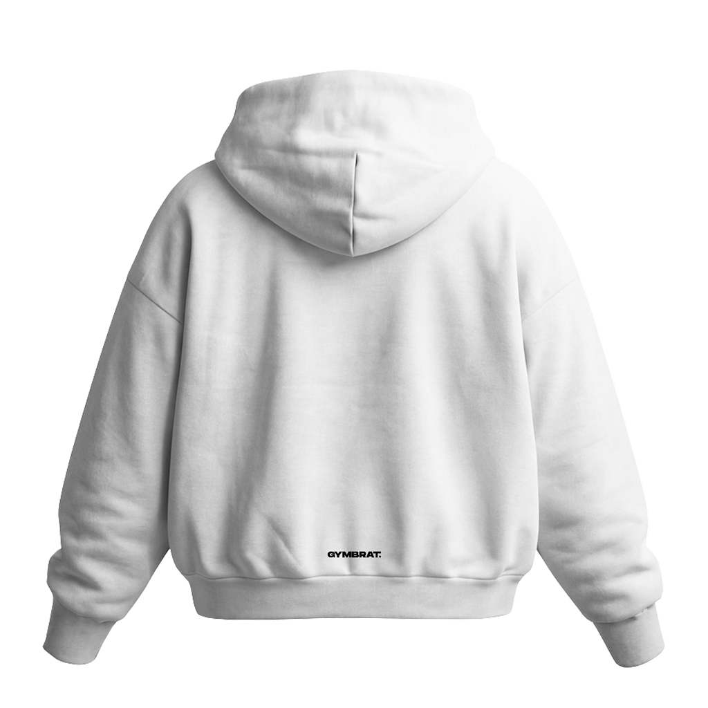 Gymbrat Athleisure Lifting Club Front White Oversized Hoodie