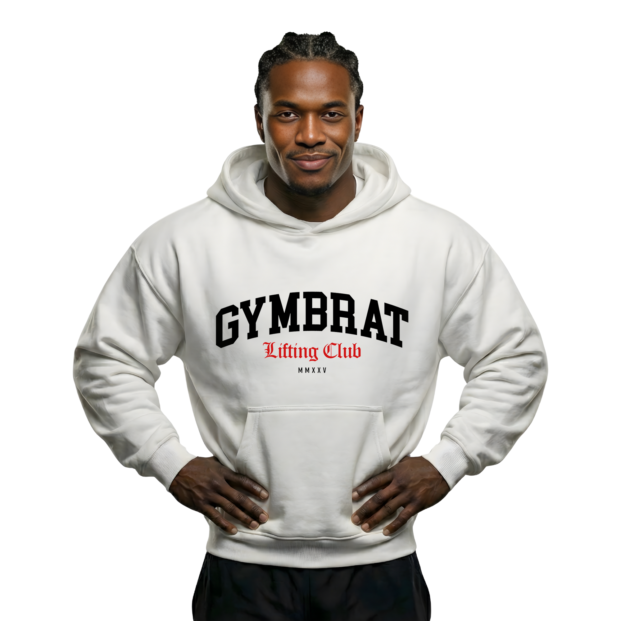 Gymbrat Athleisure Lifting Club Front White Oversized Hoodie