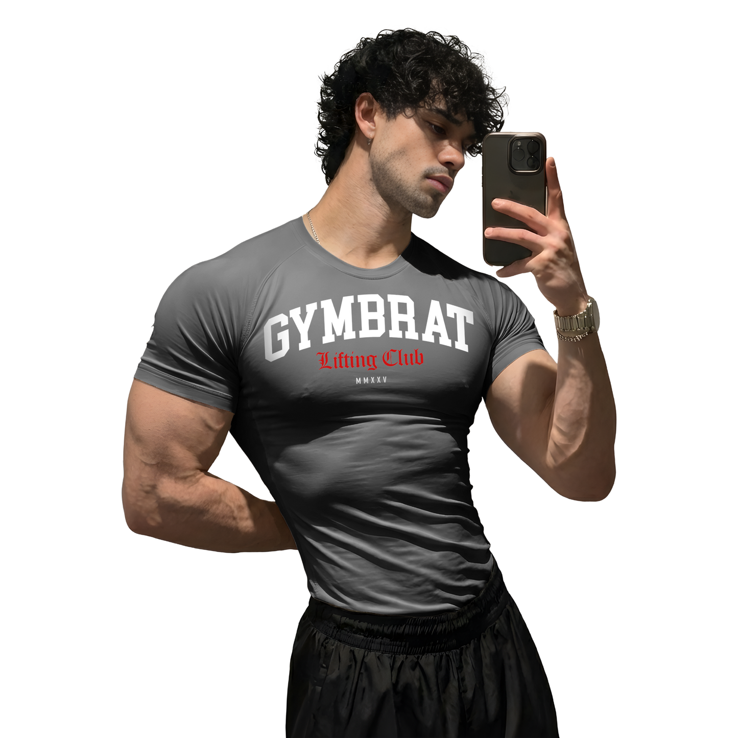 Gymbrat Athleisure Lifting Club Gray Compression T-Shirt