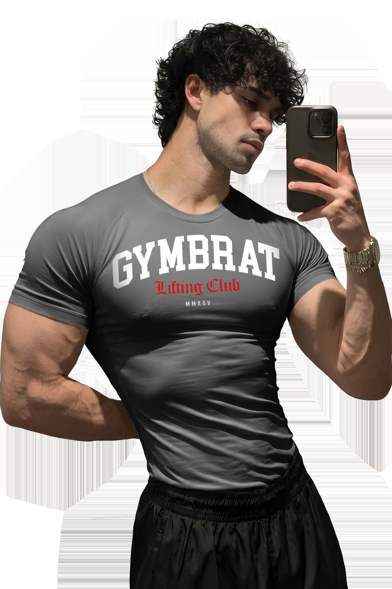 Gymbrat Athleisure Lifting Club Gray Compression T-Shirt