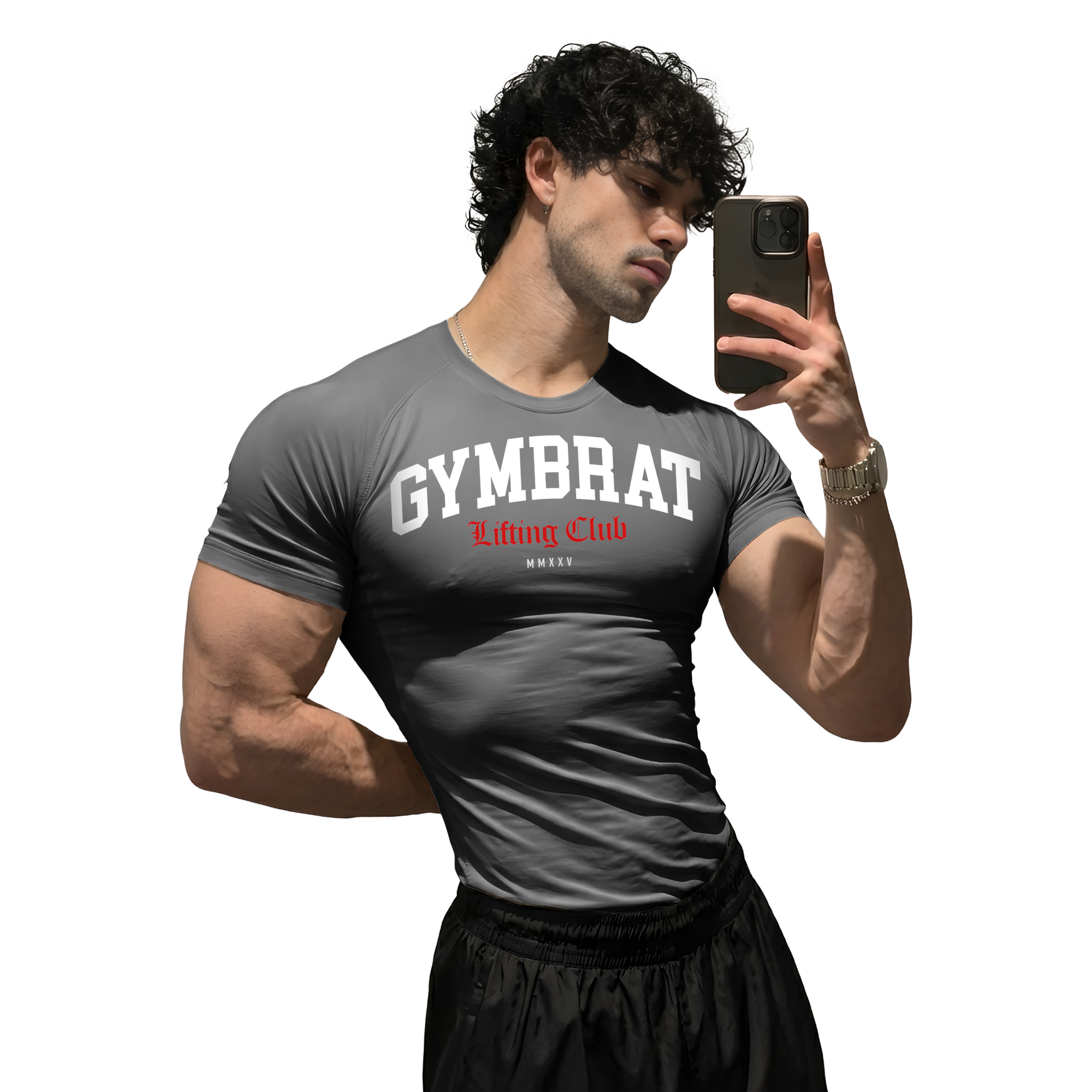 Gymbrat Athleisure Lifting Club Gray Compression T-Shirt