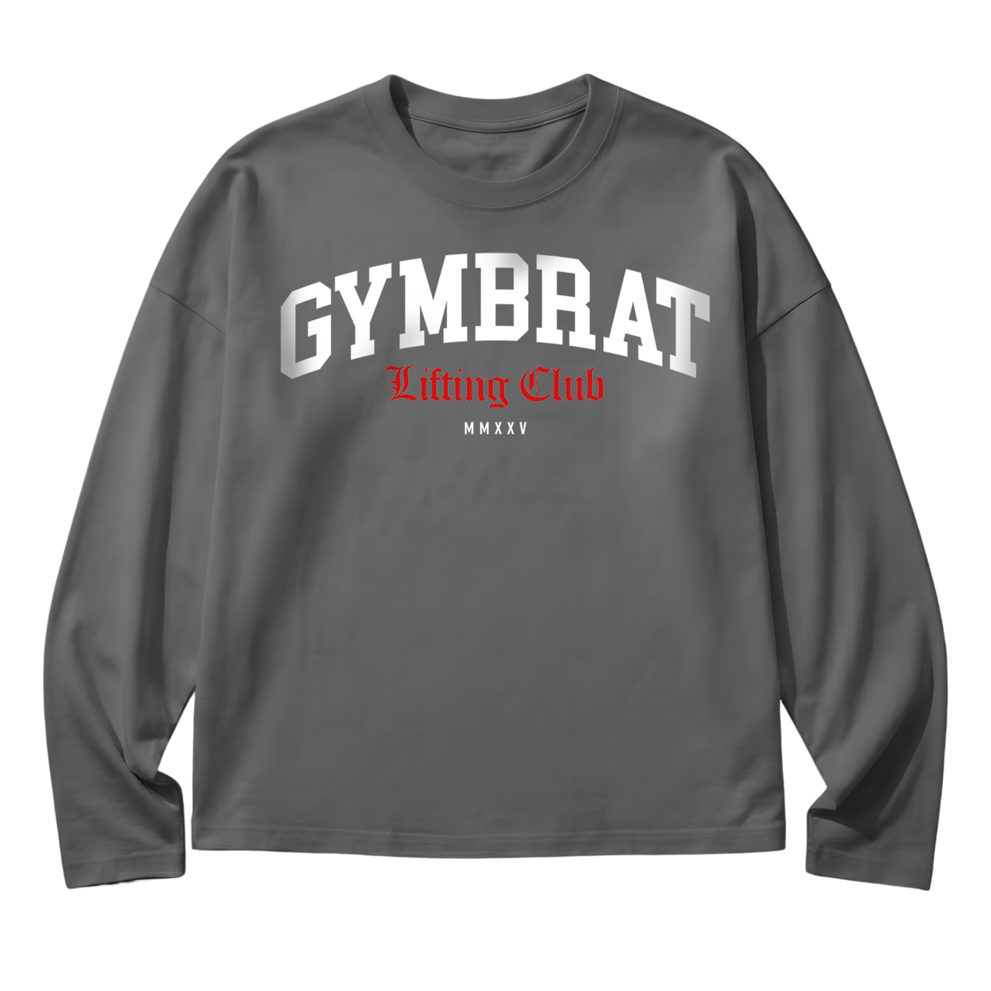 Gymbrat Athleisure Lifting Club Gray Oversized Long Sleeve T-Shirt