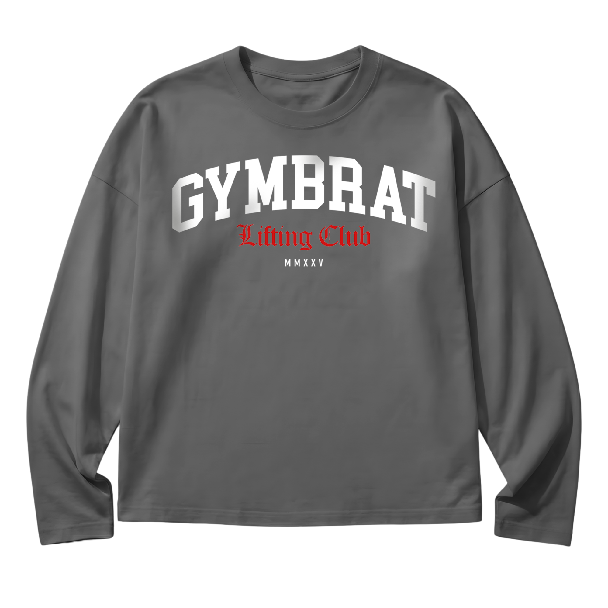 Gymbrat Athleisure Lifting Club Gray Oversized Long Sleeve T-Shirt