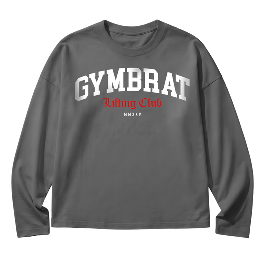 Gymbrat Athleisure Lifting Club Gray Oversized Long Sleeve T-Shirt