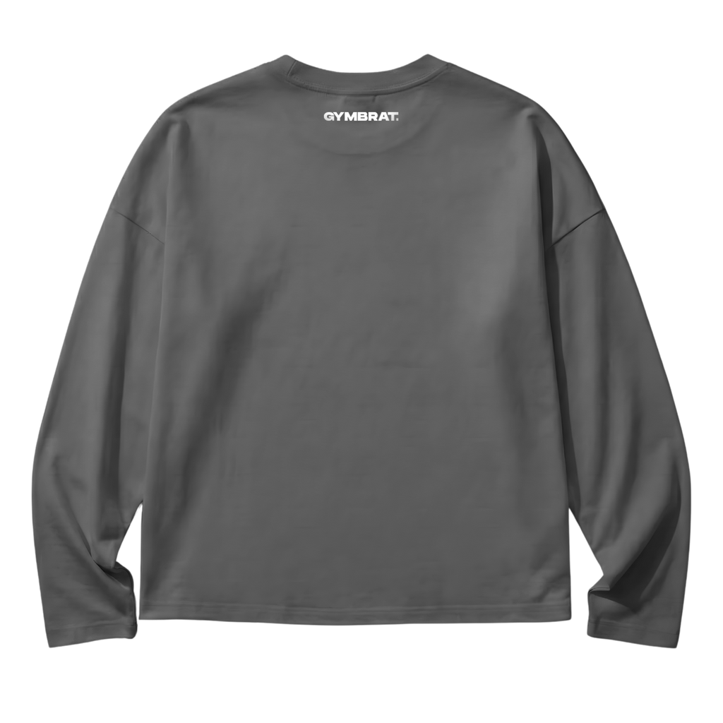 Gymbrat Athleisure Lifting Club Gray Oversized Long Sleeve T-Shirt