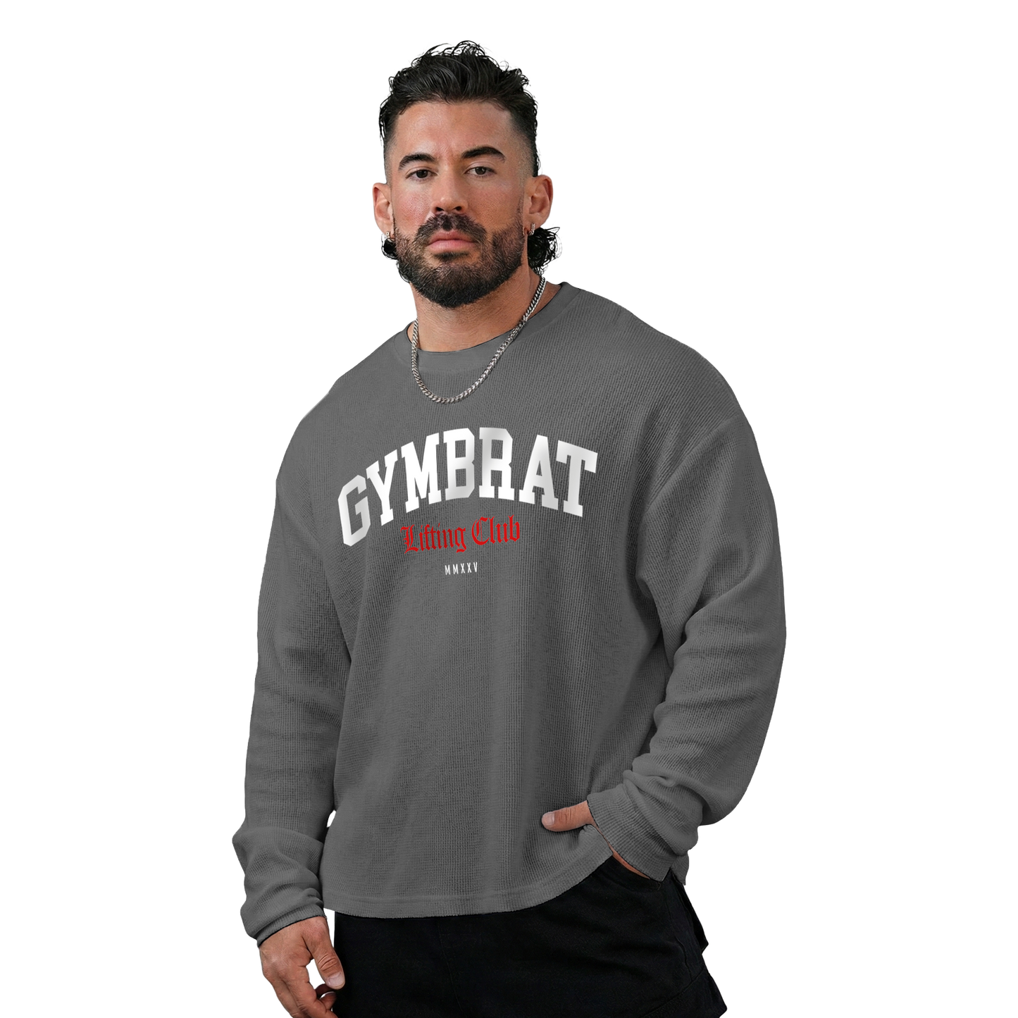 Gymbrat Athleisure Lifting Club Gray Oversized Long Sleeve T-Shirt