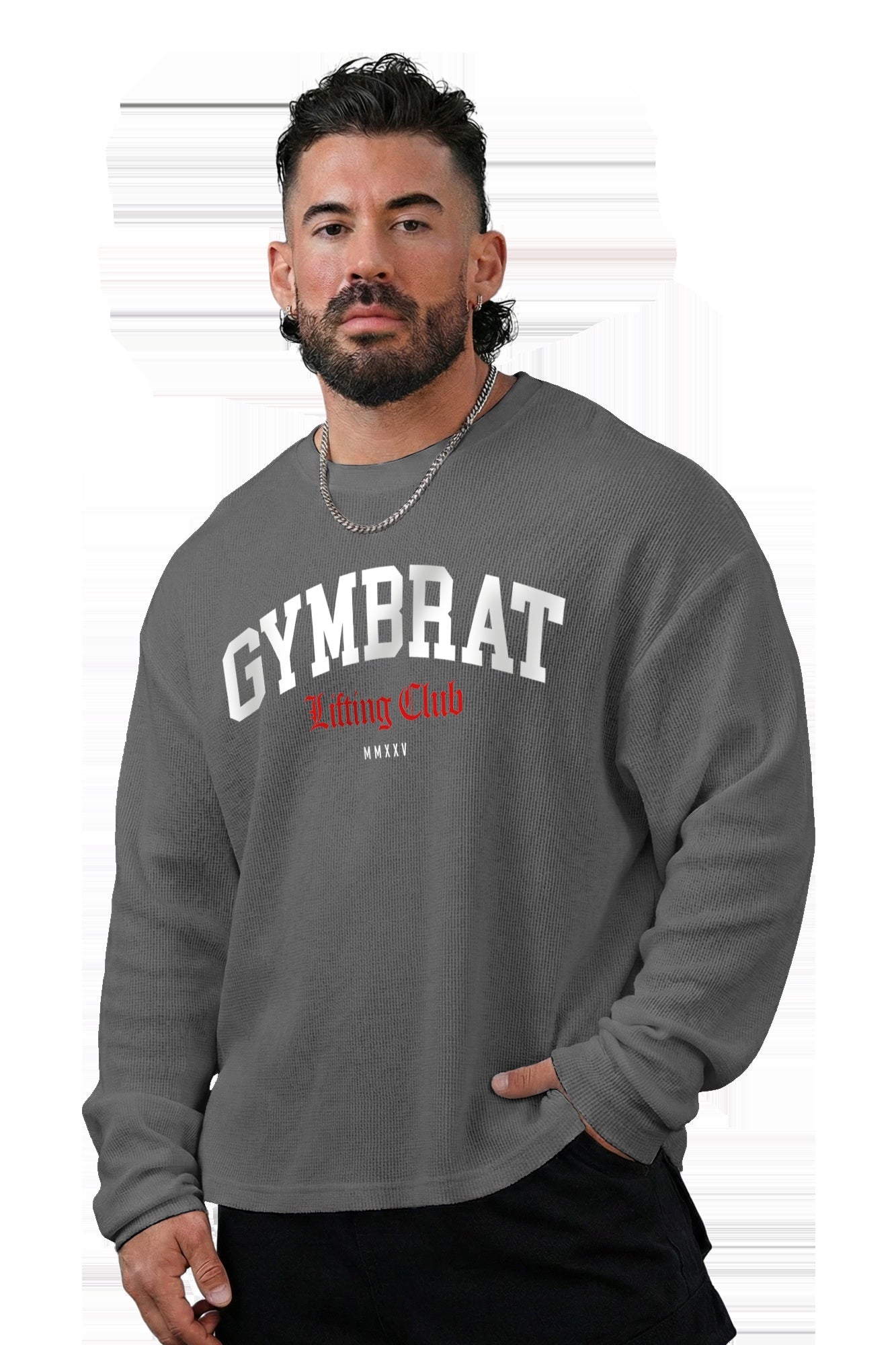 Gymbrat Athleisure Lifting Club Gray Oversized Long Sleeve T-Shirt