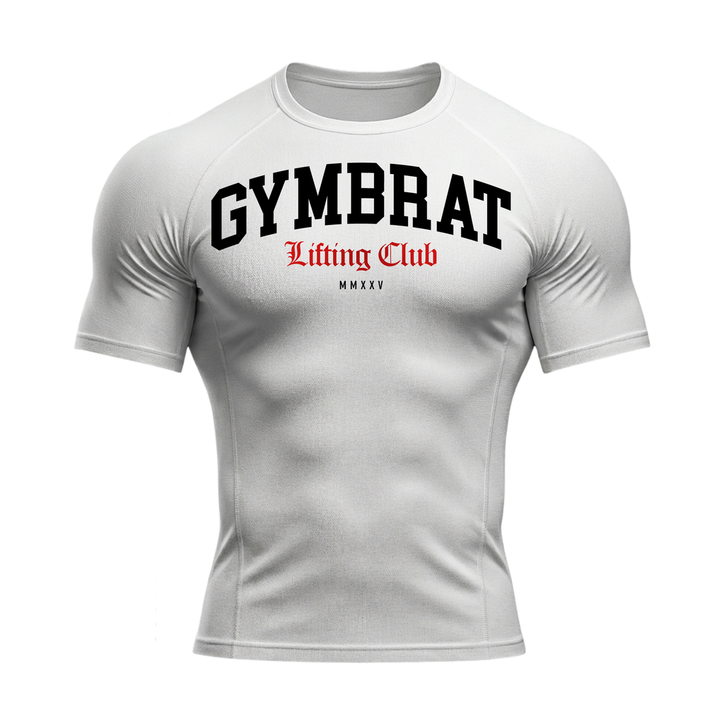 Gymbrat Athleisure Lifting Club White Compression T-Shirt