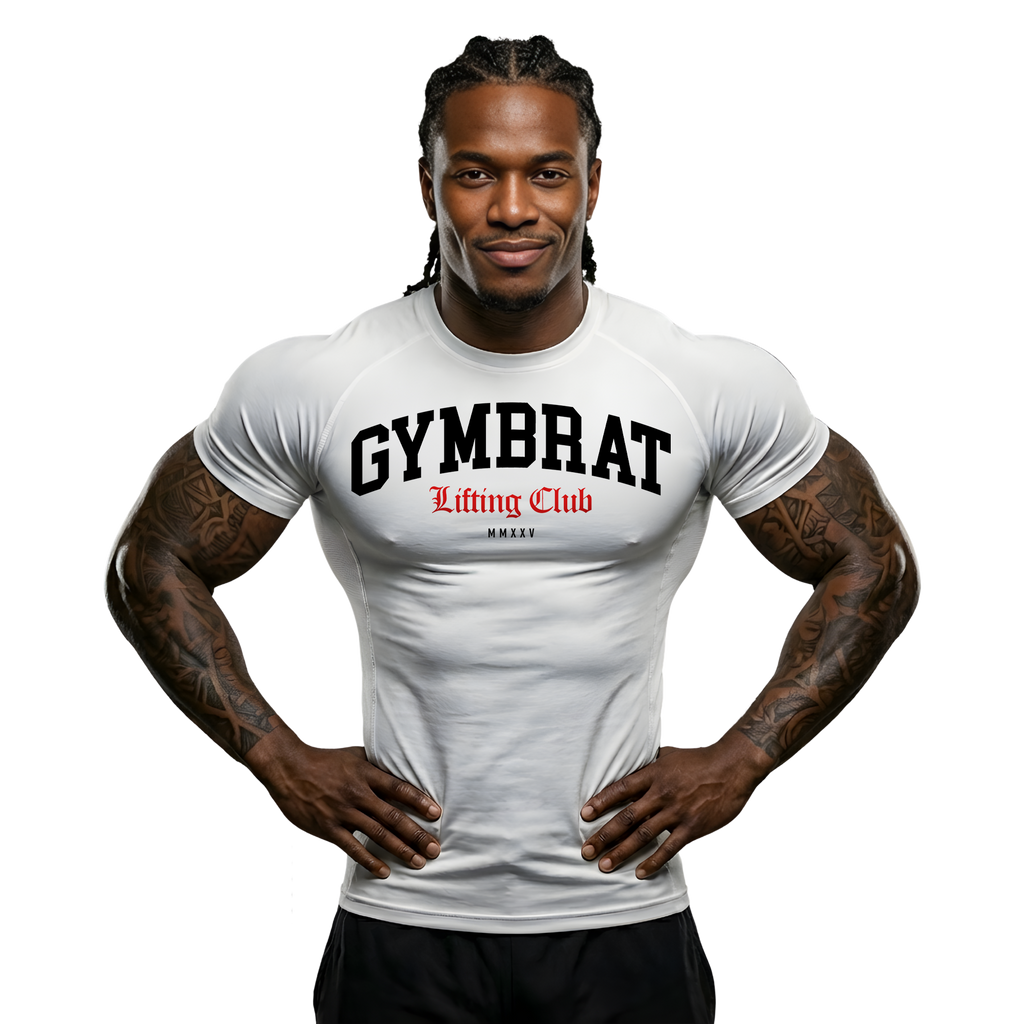 Gymbrat Athleisure Lifting Club White Compression T-Shirt