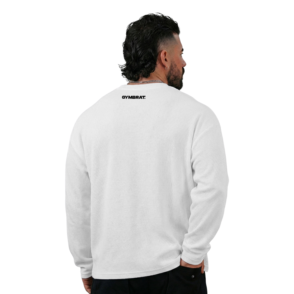 Gymbrat Athleisure Lifting Club White Oversized Long Sleeve T-Shirt