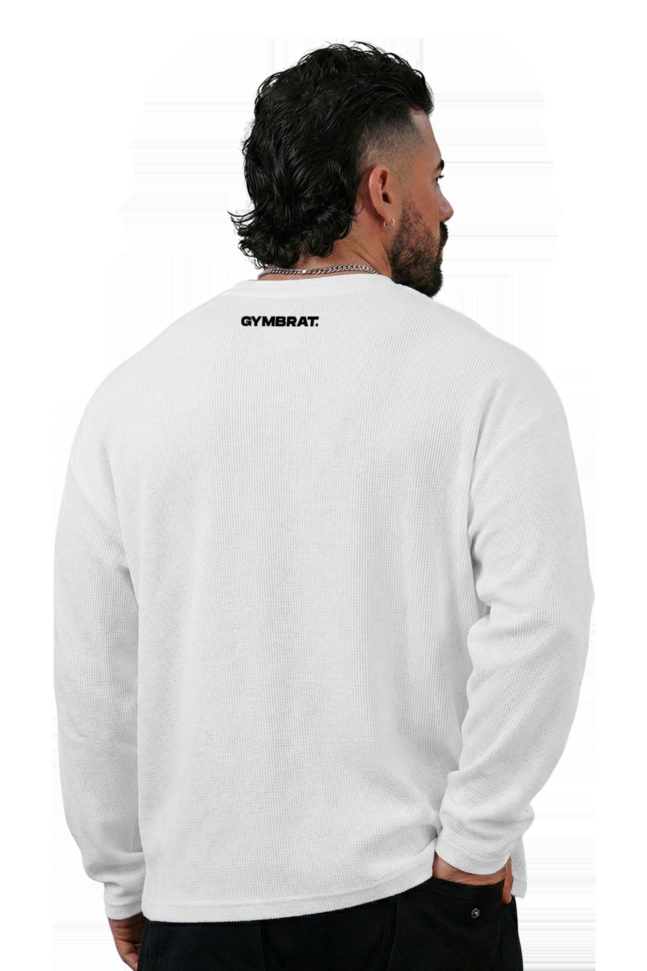 Gymbrat Athleisure Lifting Club White Oversized Long Sleeve T-Shirt