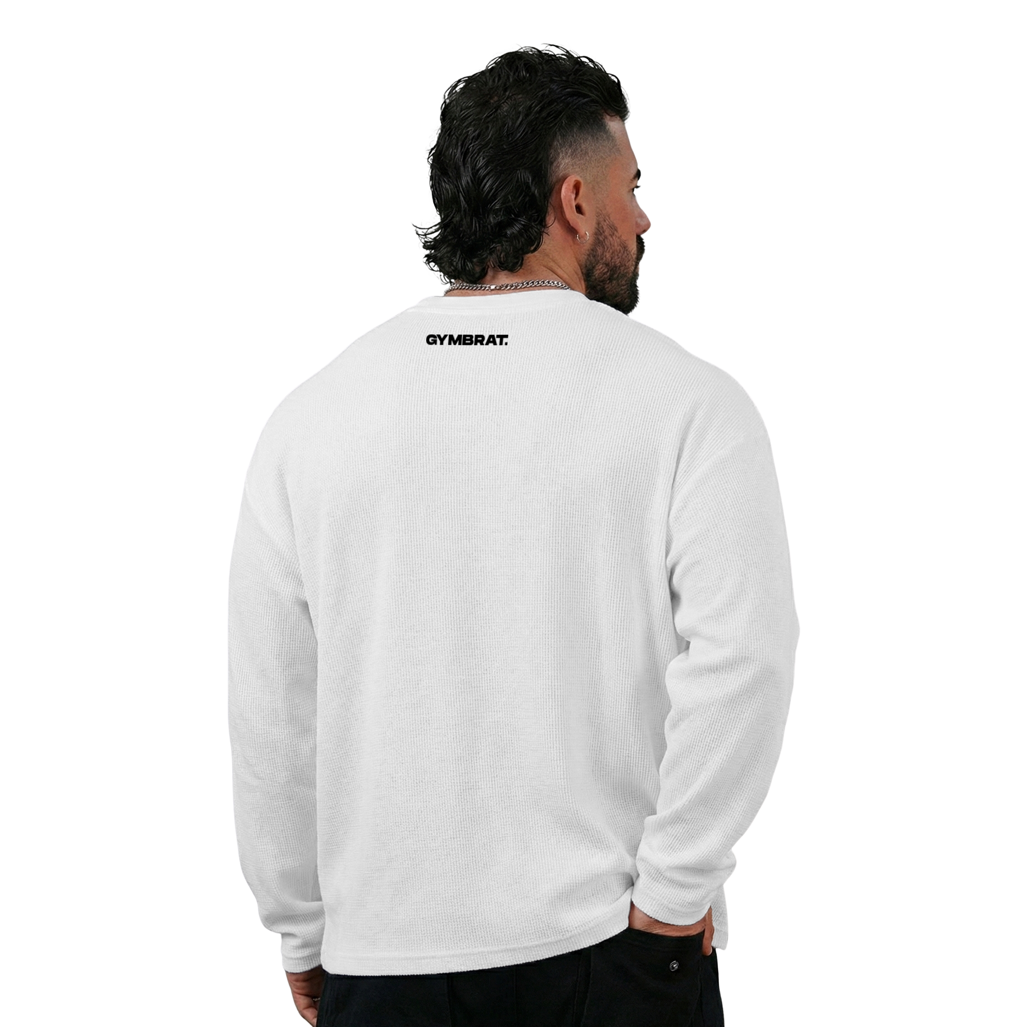 Gymbrat Athleisure Lifting Club White Oversized Long Sleeve T-Shirt